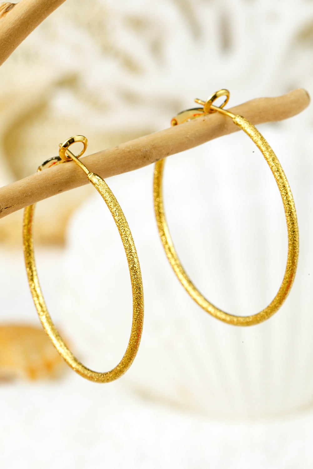 Gold Plated Minimalist Glitter Hoop Earrings