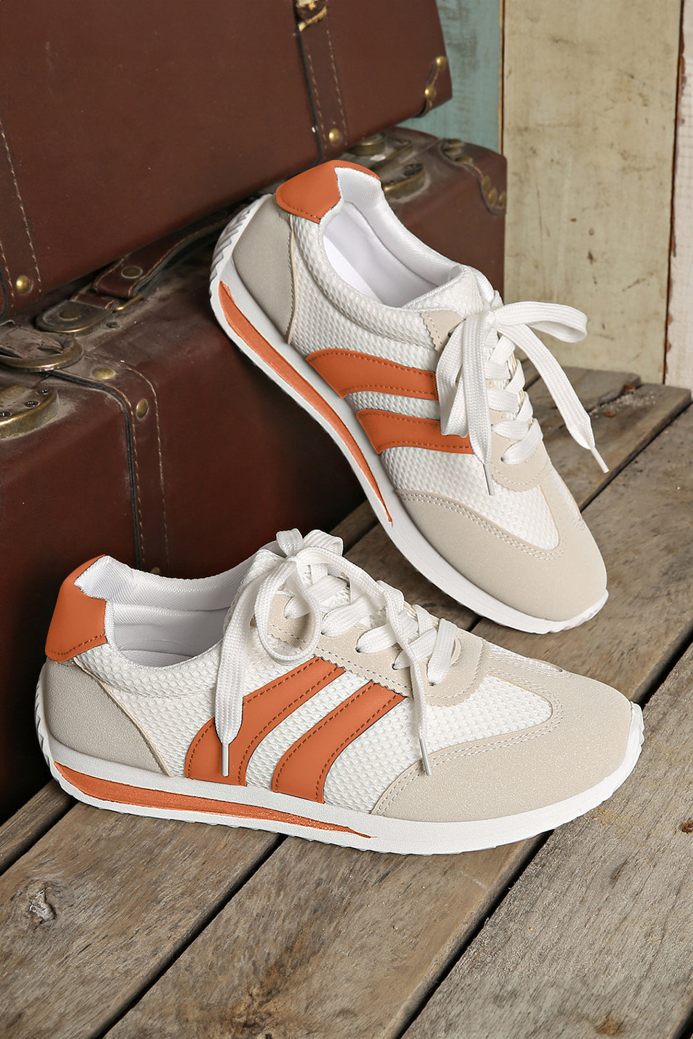 Yellow Patchwork Breathable Lace Up Sneakers
