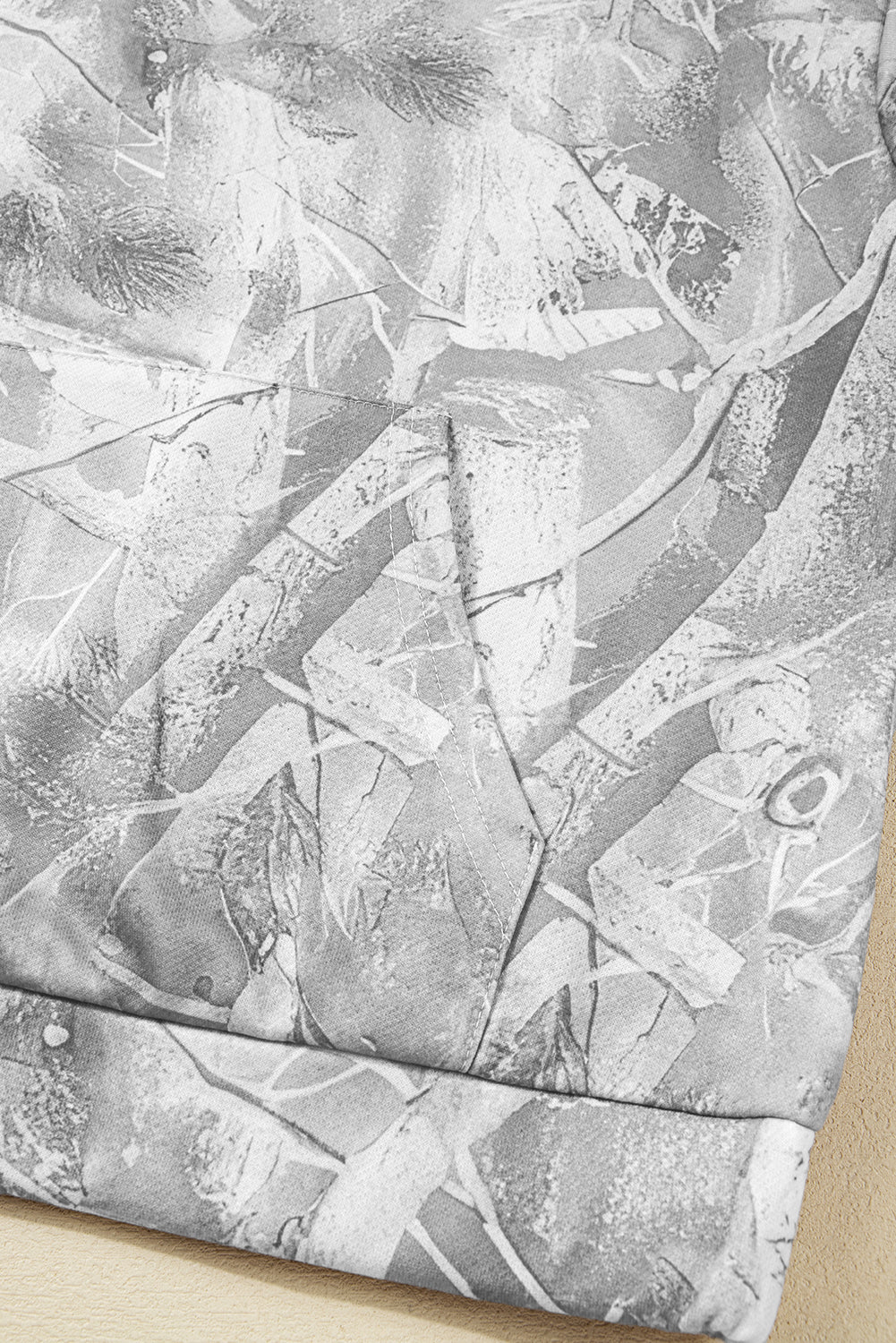 Gray Camouflage Maple Leaf Print Kangaroo Pocket Oversized Hoodie