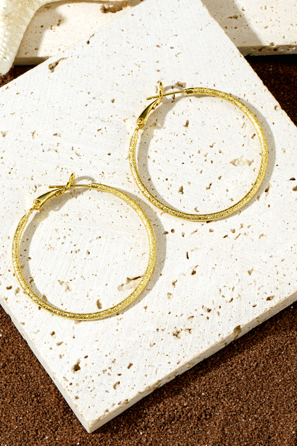 Gold Plated Minimalist Glitter Hoop Earrings
