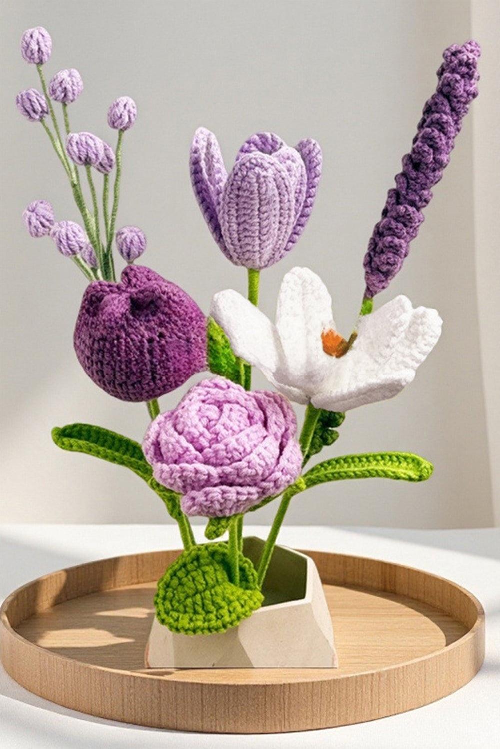 Wisteria 6pcs Different Crochet Flower Home Decor Bouquet