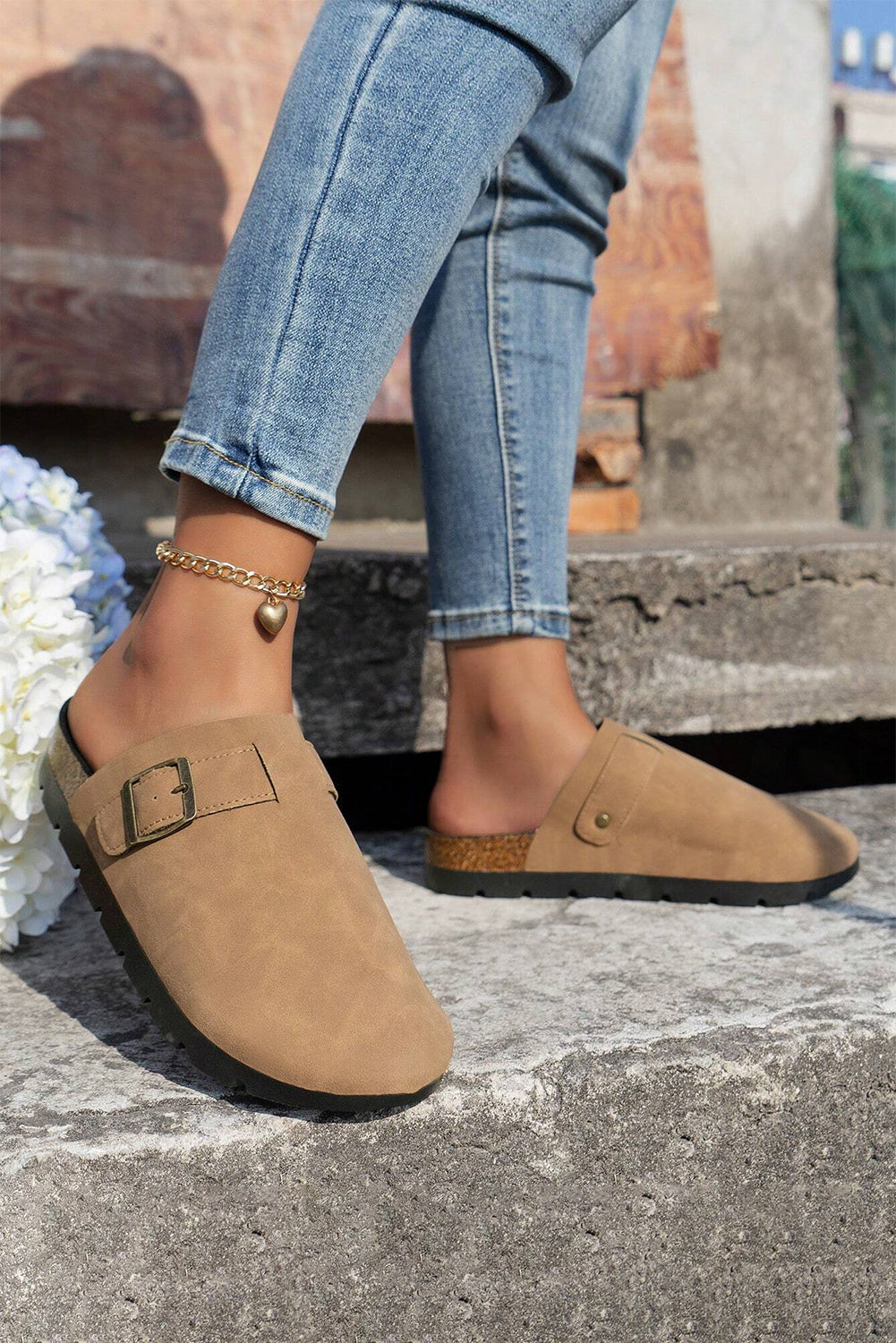 Light French Beige Slip On Platform Shoes