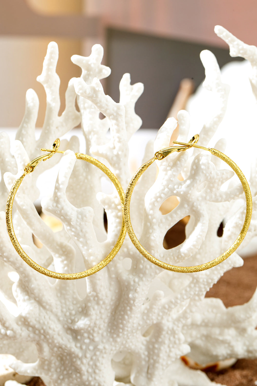 Gold Plated Minimalist Glitter Hoop Earrings
