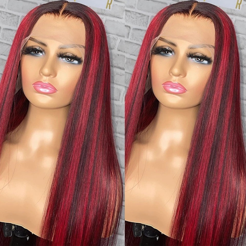 99j Burgundy 13x4 HD Frontal Lace Human Hair Wig Straight Red 13x6 Lace Front Human Hair Wigs Colored 200% Human Hair Wig 100%