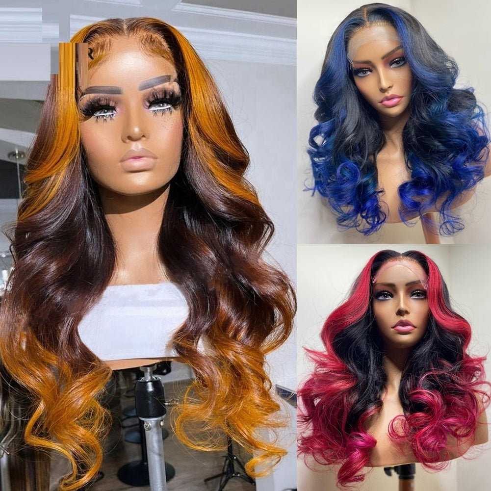 Gradient Orange Yellow Blue And Green Real Hair