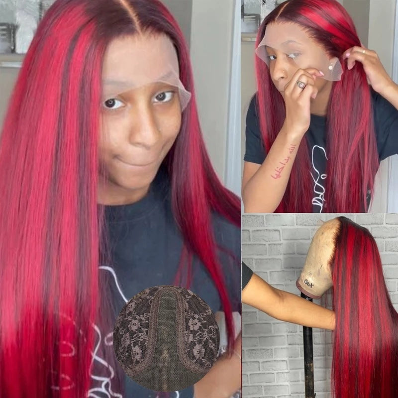 99j Burgundy 13x4 HD Frontal Lace Human Hair Wig Straight Red 13x6 Lace Front Human Hair Wigs Colored 200% Human Hair Wig 100%