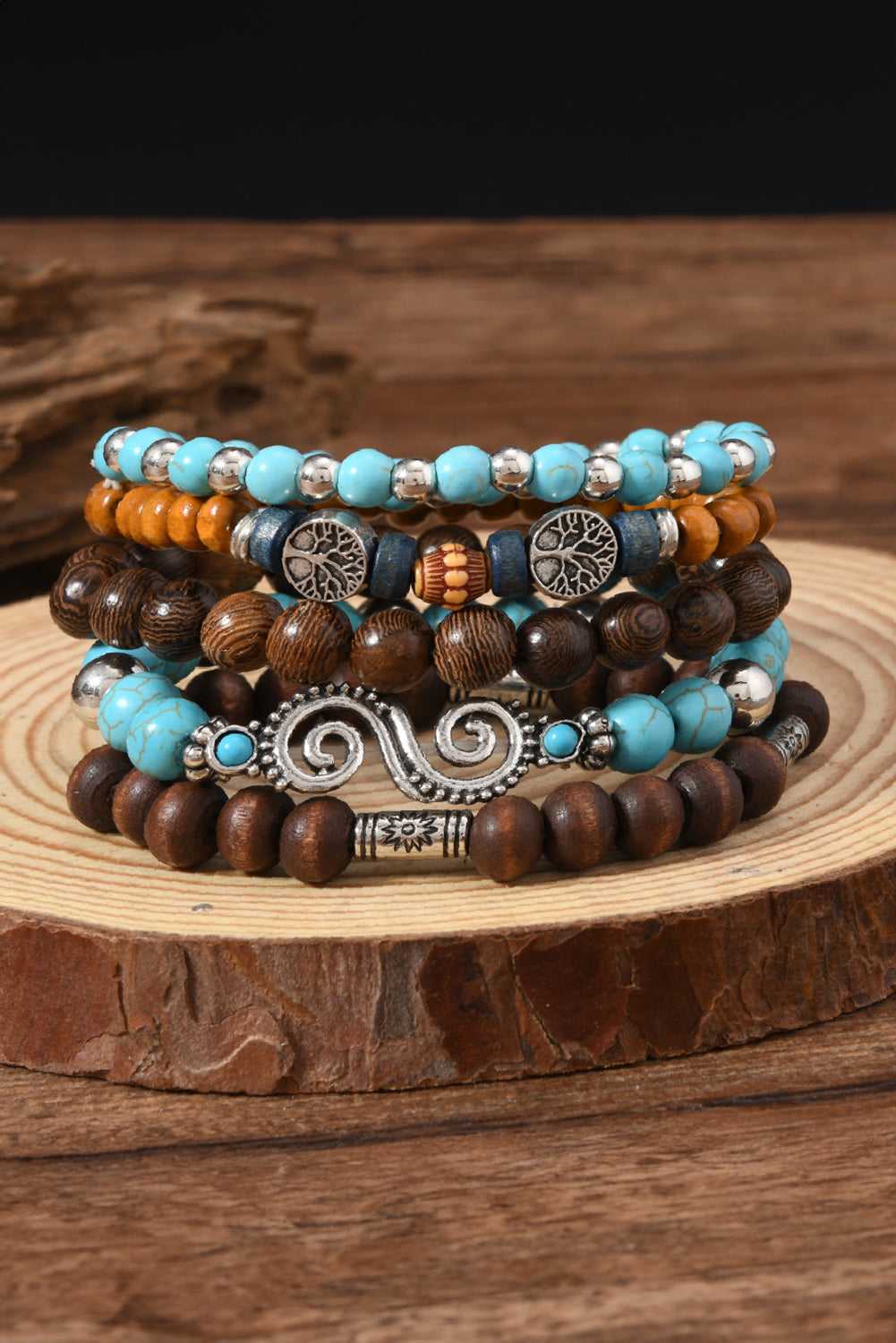 Cinnamon Boho Turquoise Beaded Bracelet Set