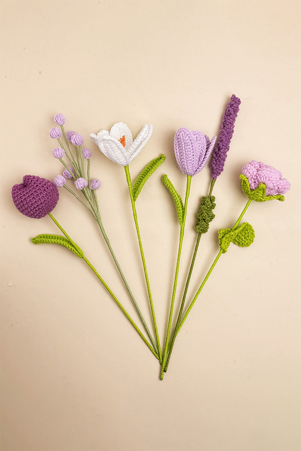 Wisteria 6pcs Different Crochet Flower Home Decor Bouquet