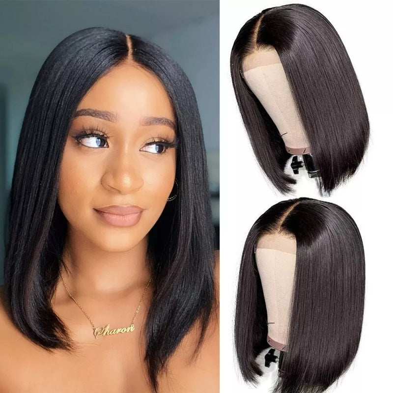 250% Bob Wig 2*6 Lace Short Bob Human Hair Wigs Deep Middle Part High Density Remy Vietnamese Double Drawn Hair Extension