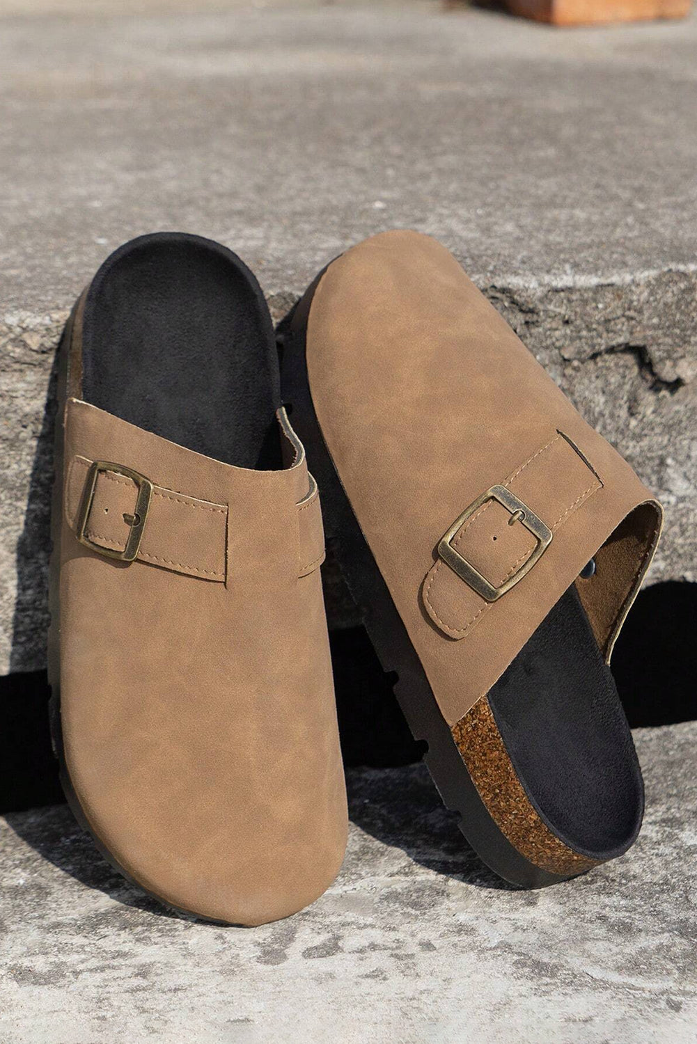 Light French Beige Slip On Platform Shoes