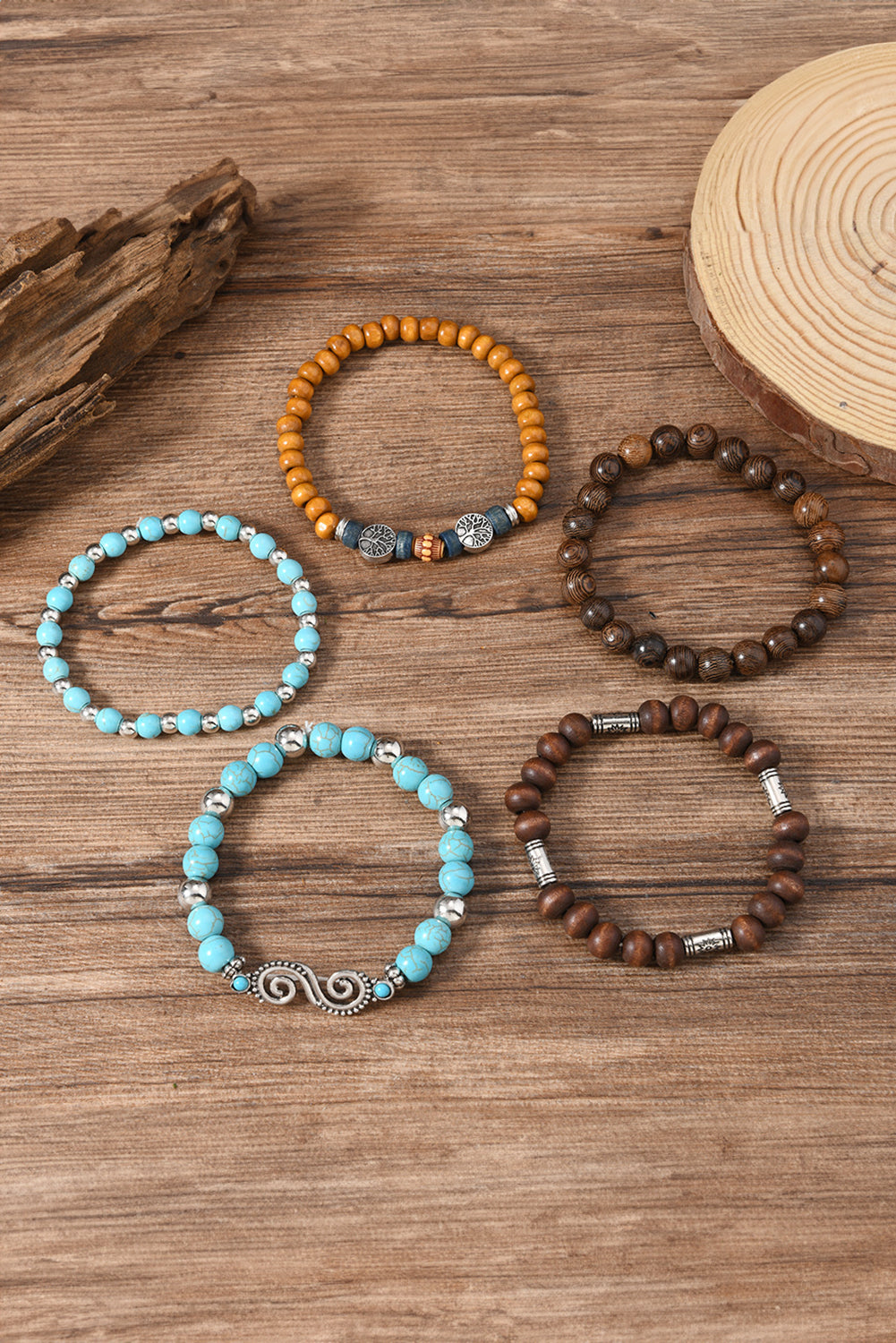 Cinnamon Boho Turquoise Beaded Bracelet Set