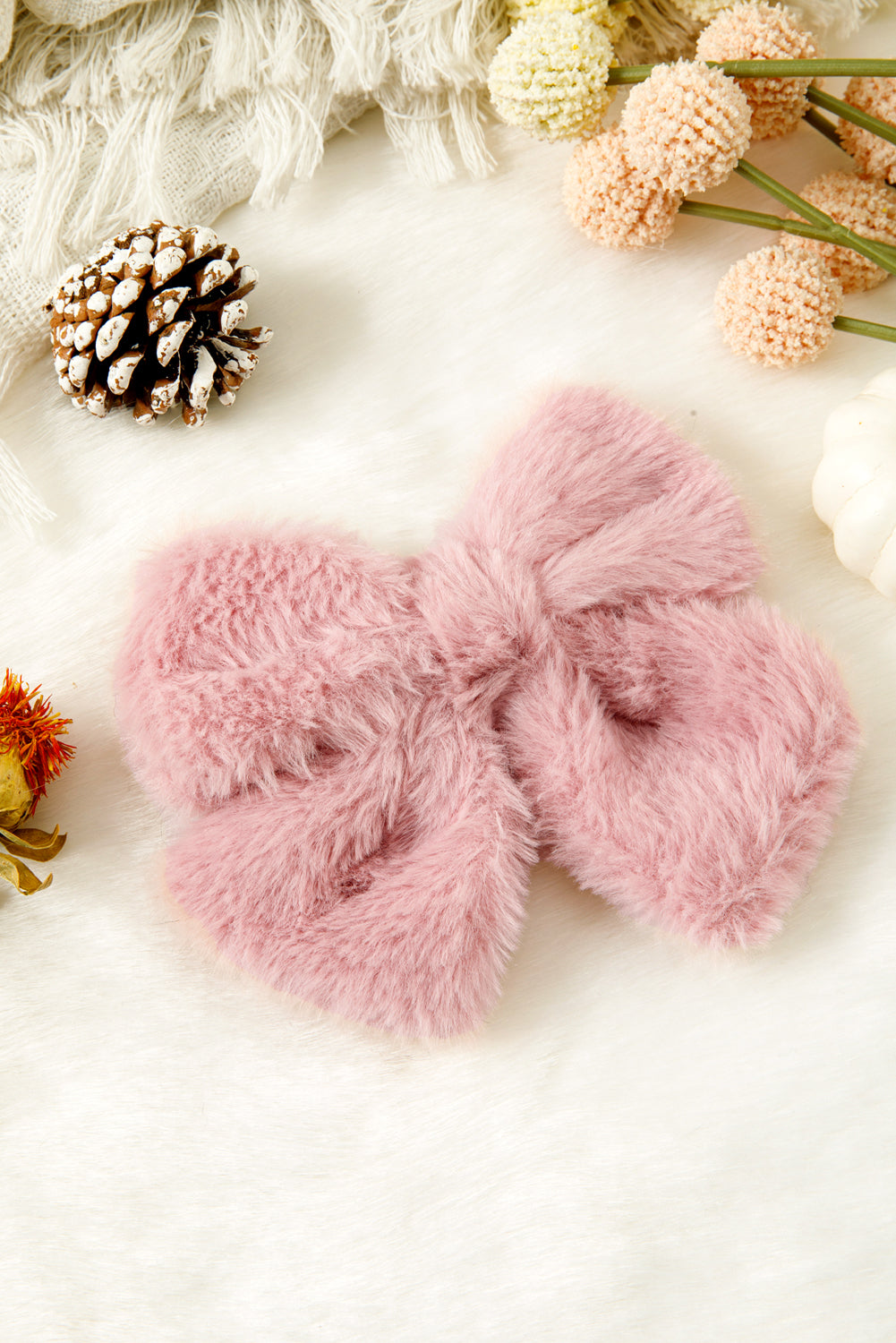 Pink Cute Plush Big Bow Hairclip