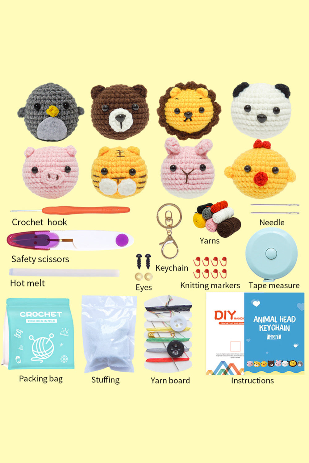 Pink DIY Crochet Animal Kit
