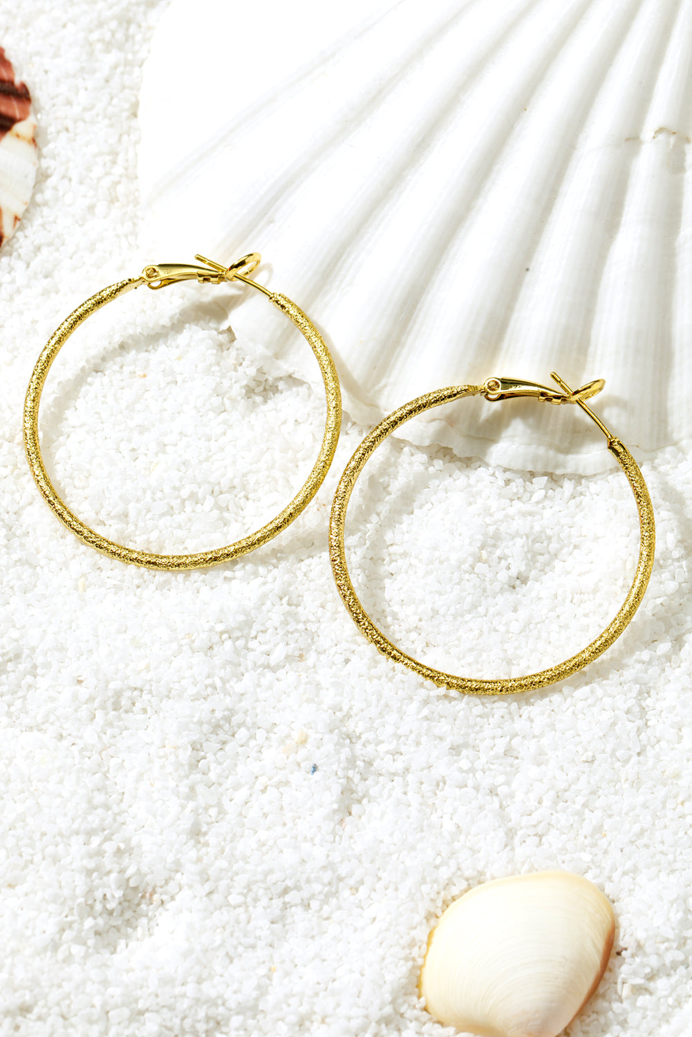 Gold Plated Minimalist Glitter Hoop Earrings