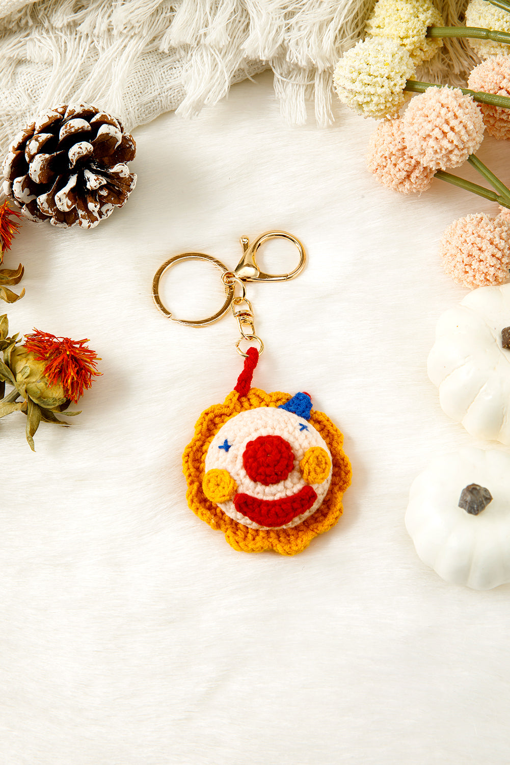 Citrus Crochet Clown Pendant Keychain