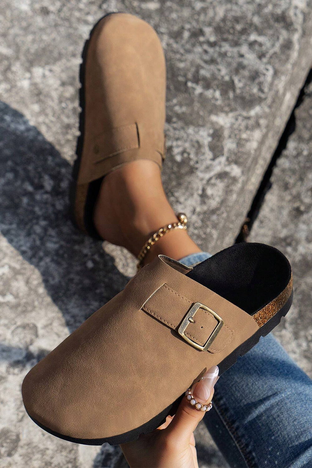 Light French Beige Slip On Platform Shoes