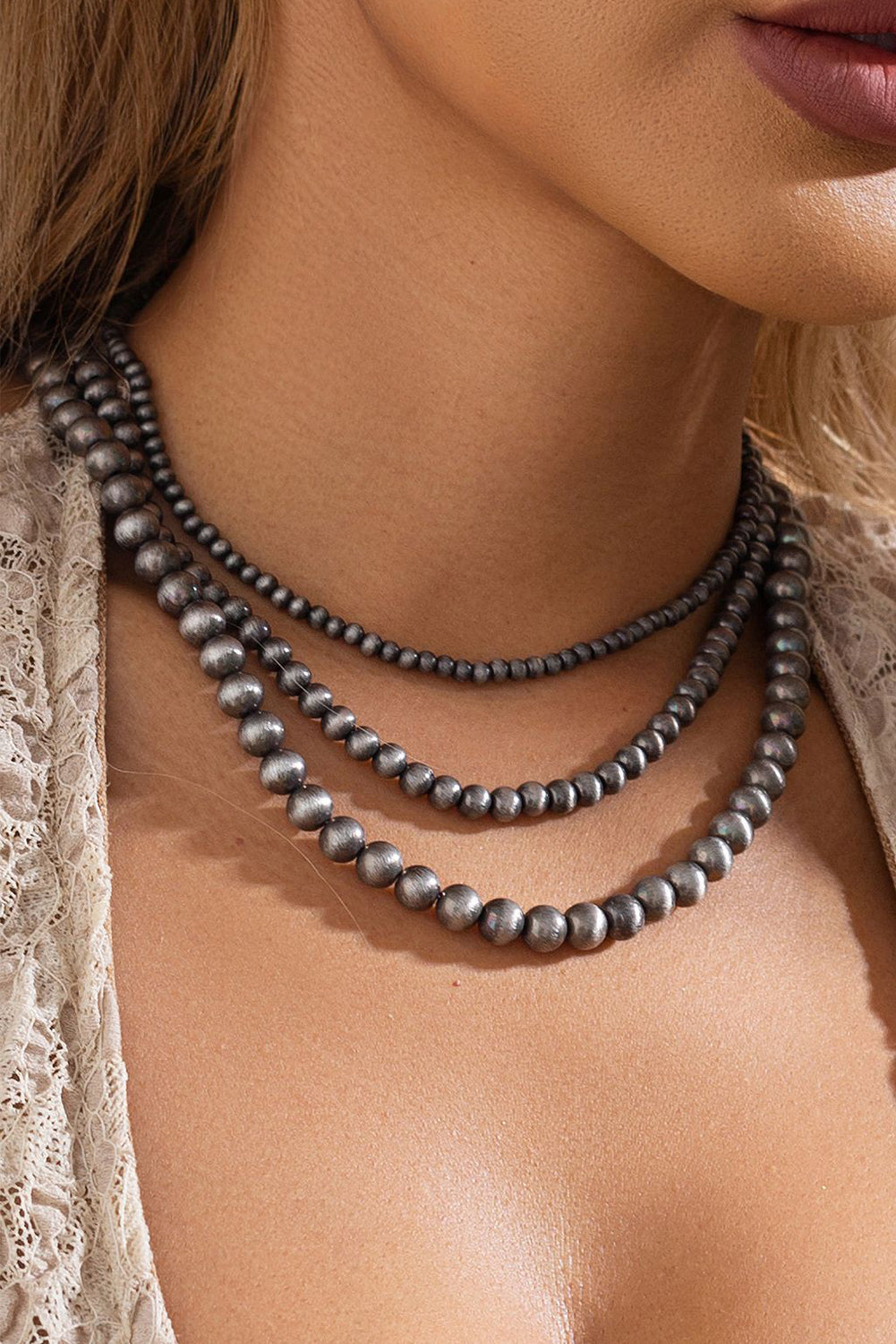 Bristol Black 3pcs Beaded Necklace Set