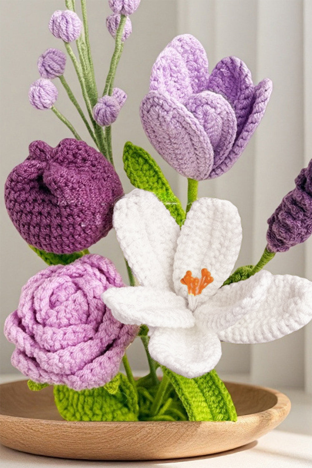 Wisteria 6pcs Different Crochet Flower Home Decor Bouquet