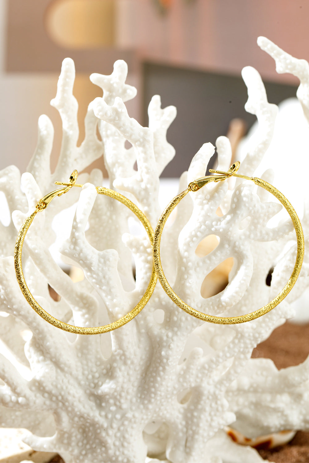 Gold Plated Minimalist Glitter Hoop Earrings