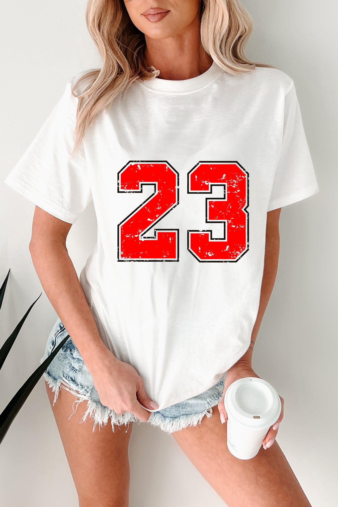 White Number 23 Heat Transfer Printing Graphic T Shirt