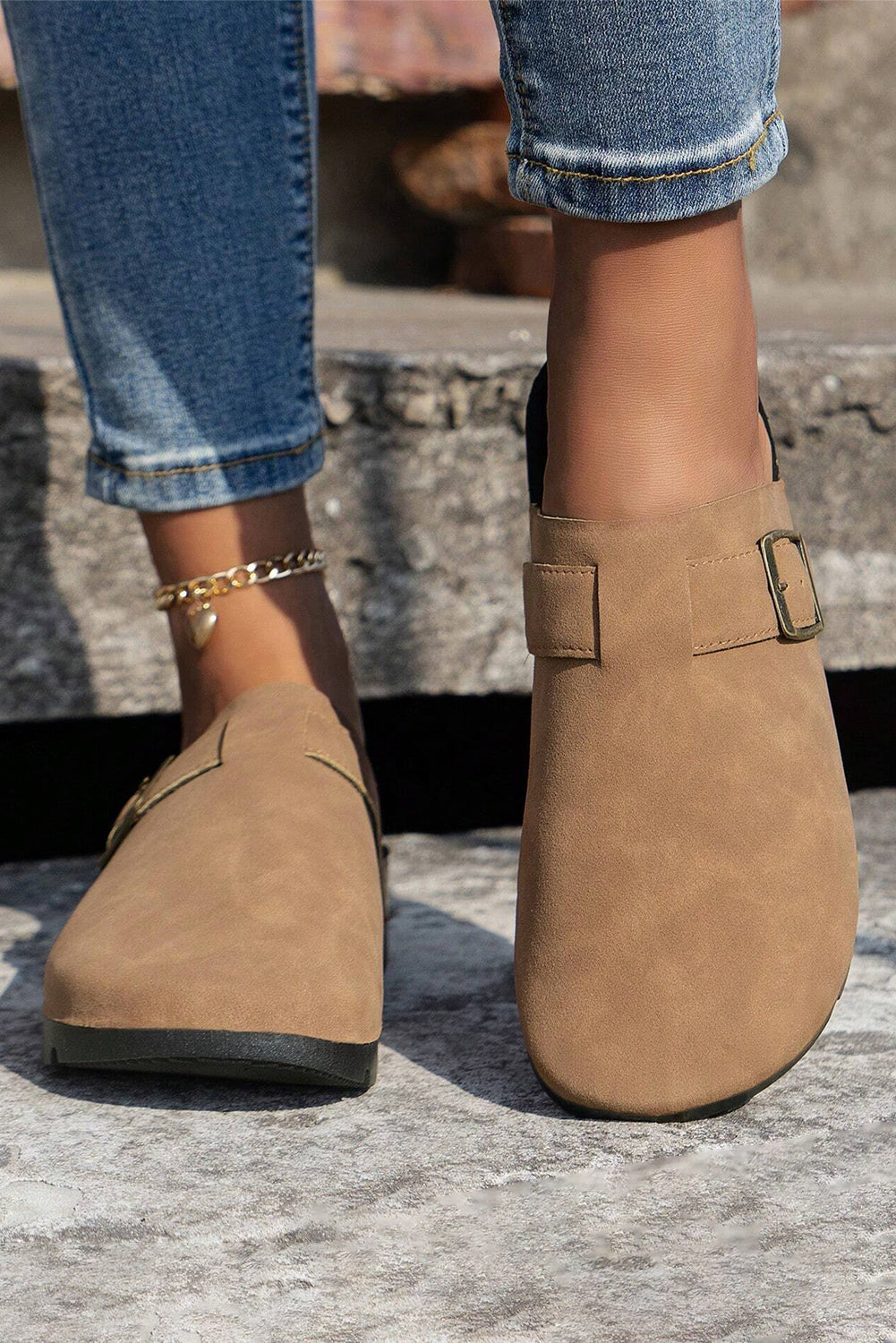 Light French Beige Slip On Platform Shoes