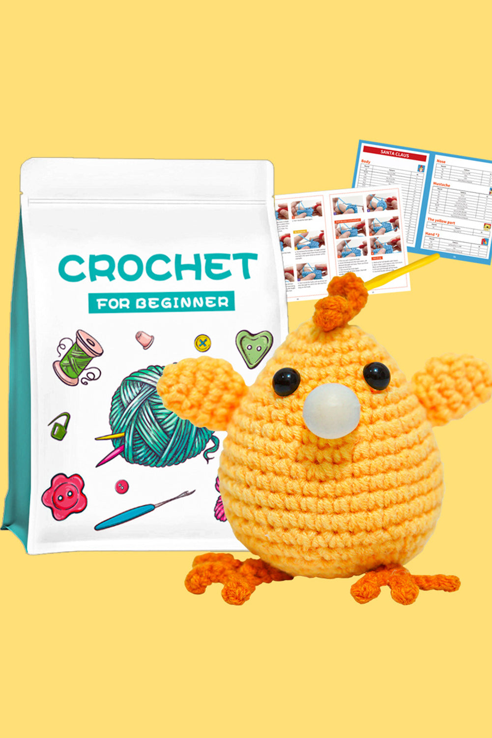 Yellow DIY Crochet Kit Chicken Doll Crochet Kit