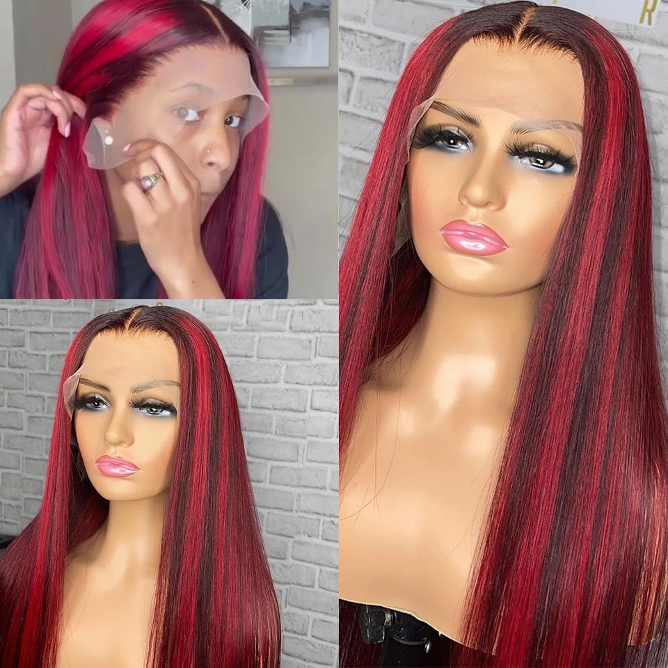 99j Burgundy 13x4 HD Frontal Lace Human Hair Wig Straight Red 13x6 Lace Front Human Hair Wigs Colored 200% Human Hair Wig 100%
