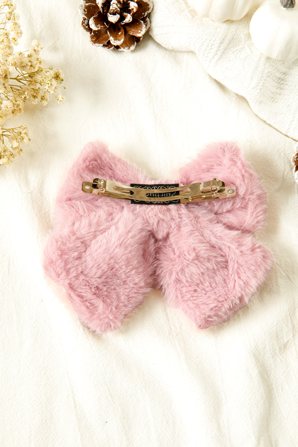 Pink Cute Plush Big Bow Hairclip