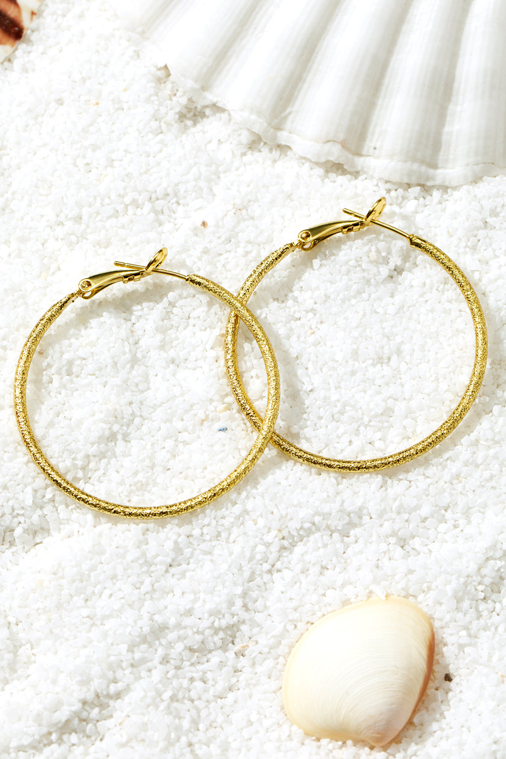 Gold Plated Minimalist Glitter Hoop Earrings