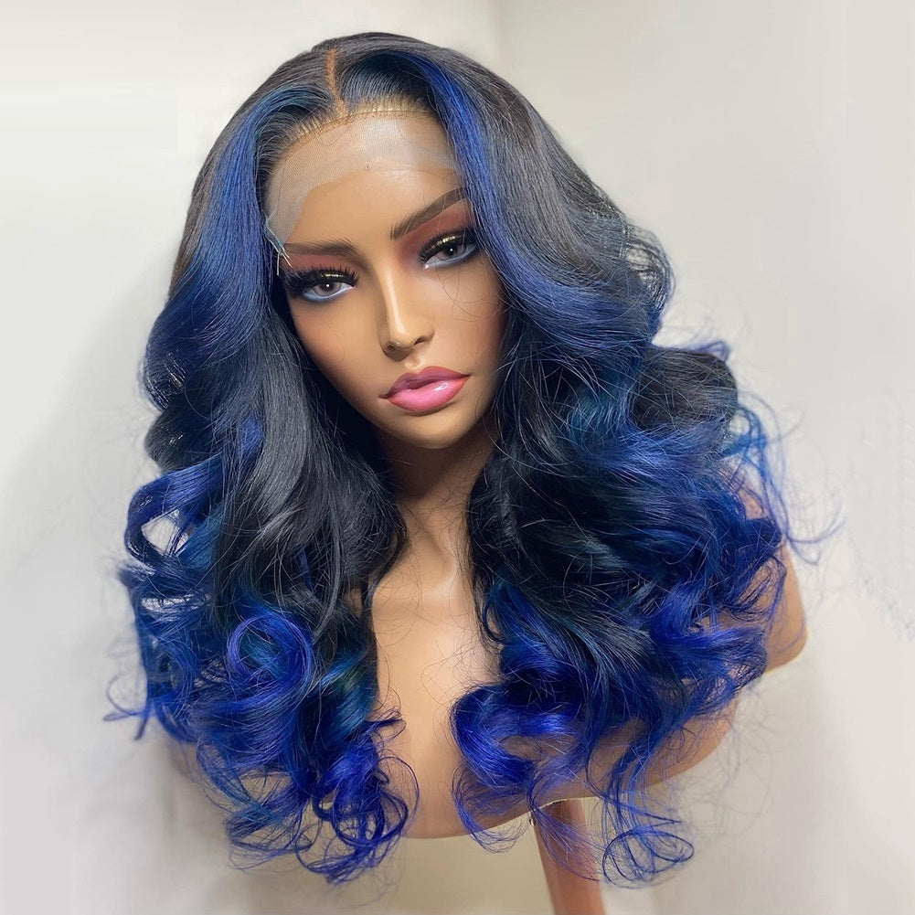 Gradient Orange Yellow Blue And Green Real Hair