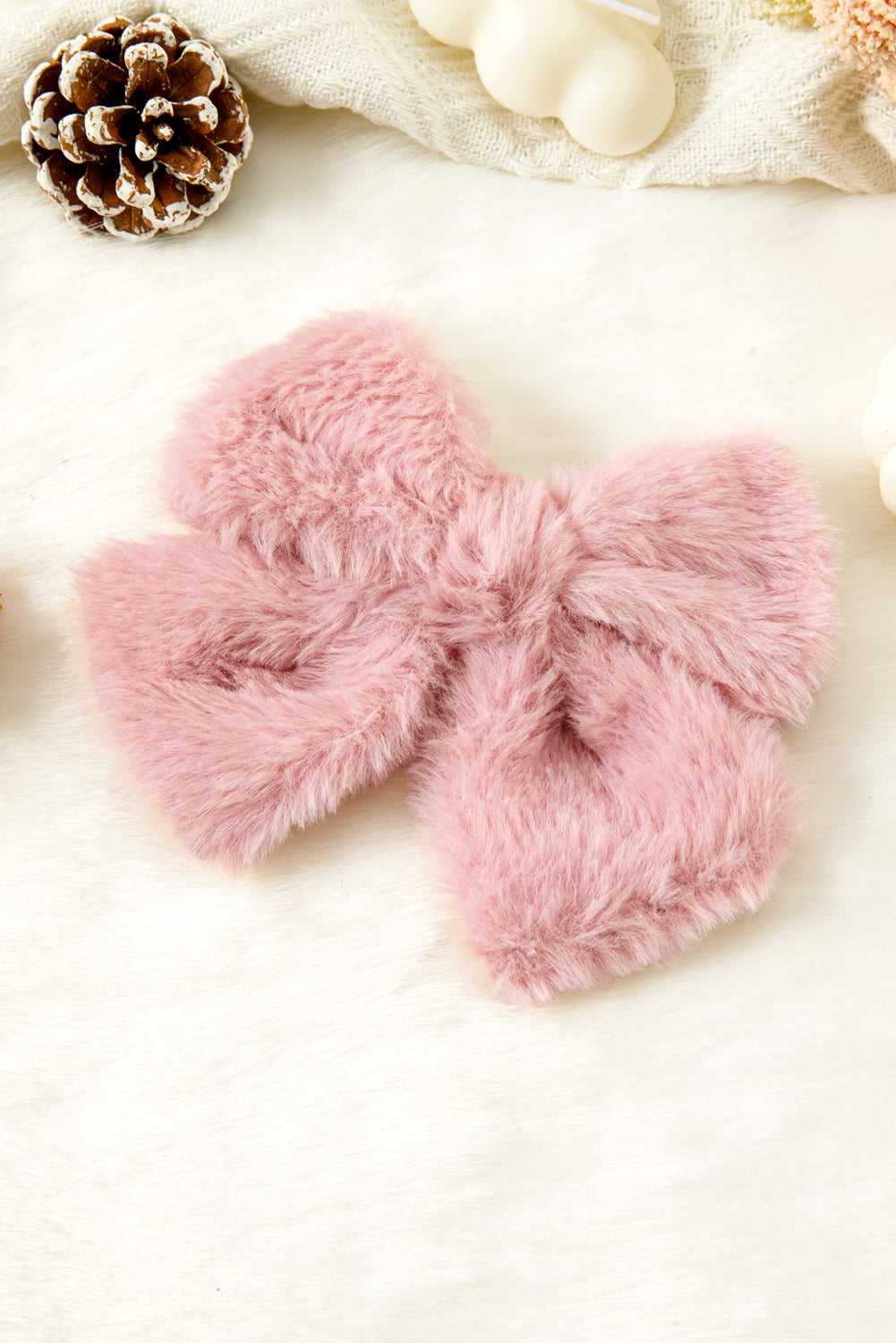 Pink Cute Plush Big Bow Hairclip