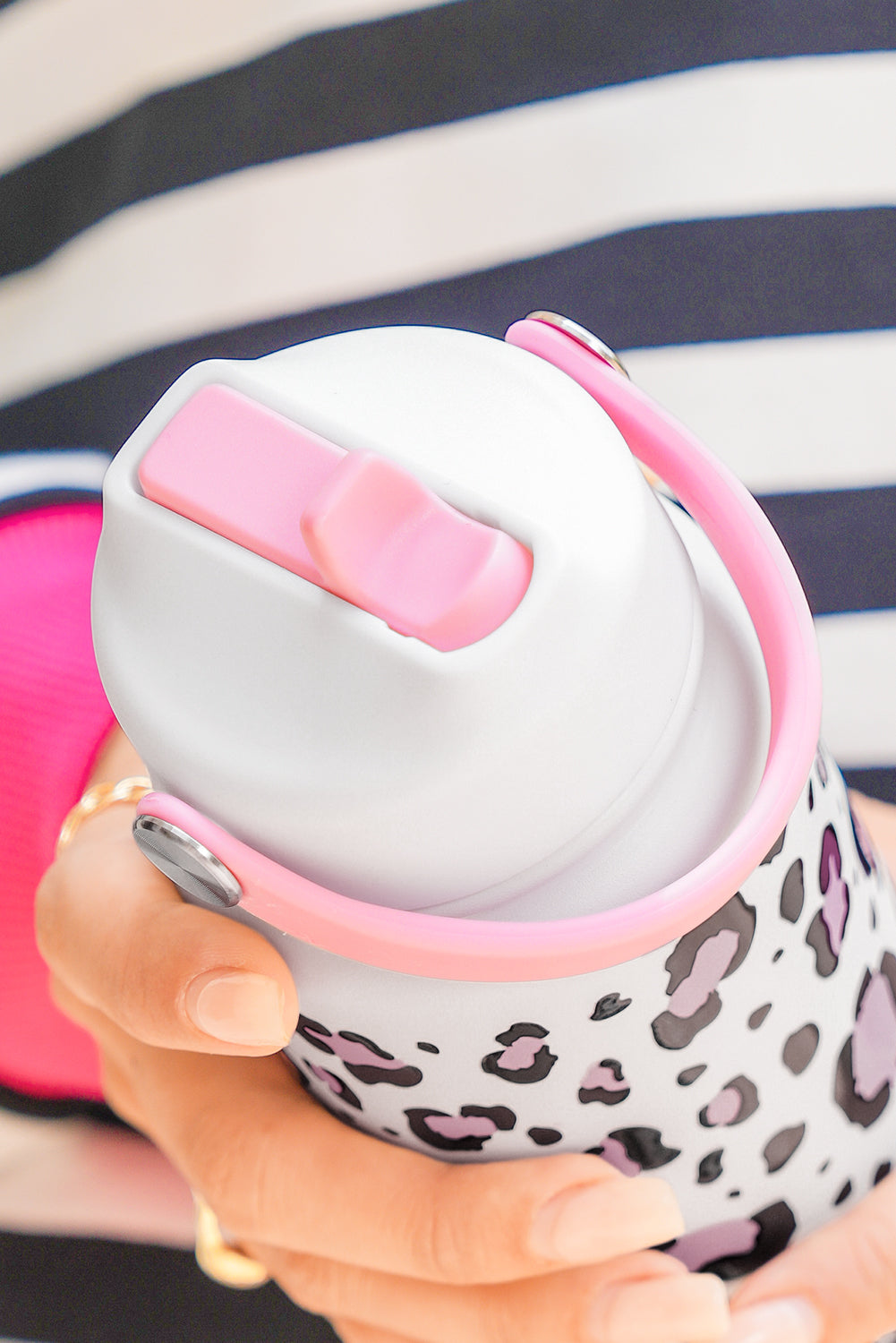 White Leopard Print Insulated Water Bottle