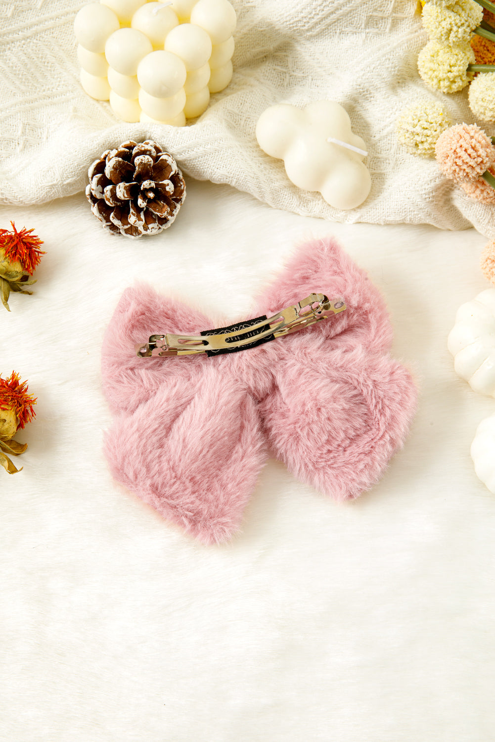 Pink Cute Plush Big Bow Hairclip
