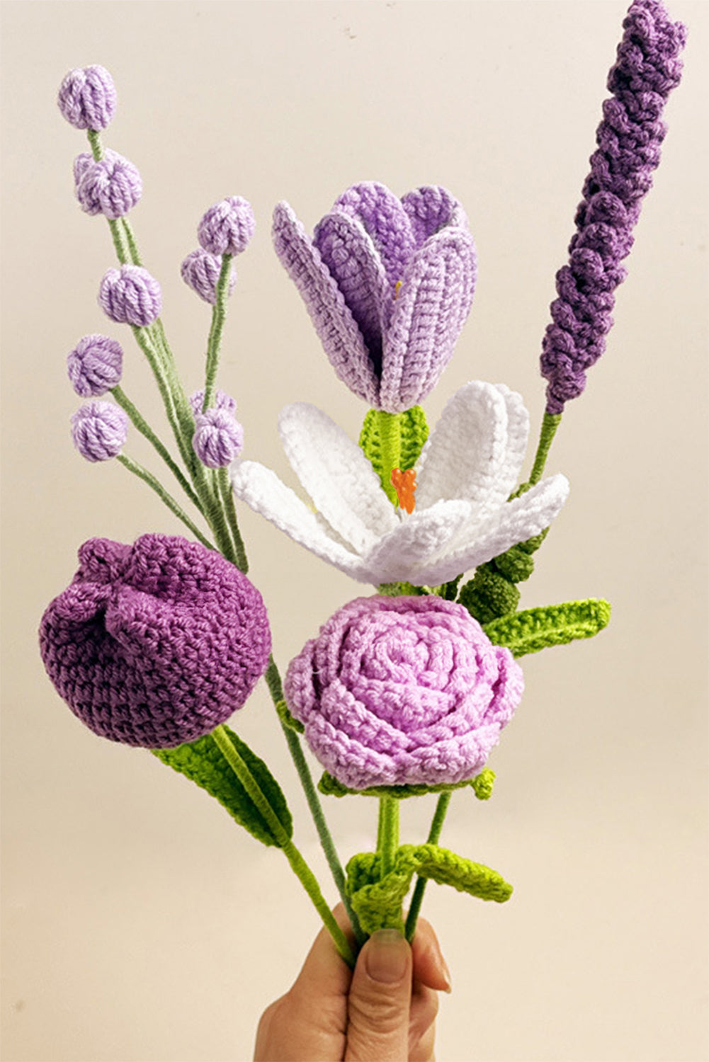 Wisteria 6pcs Different Crochet Flower Home Decor Bouquet