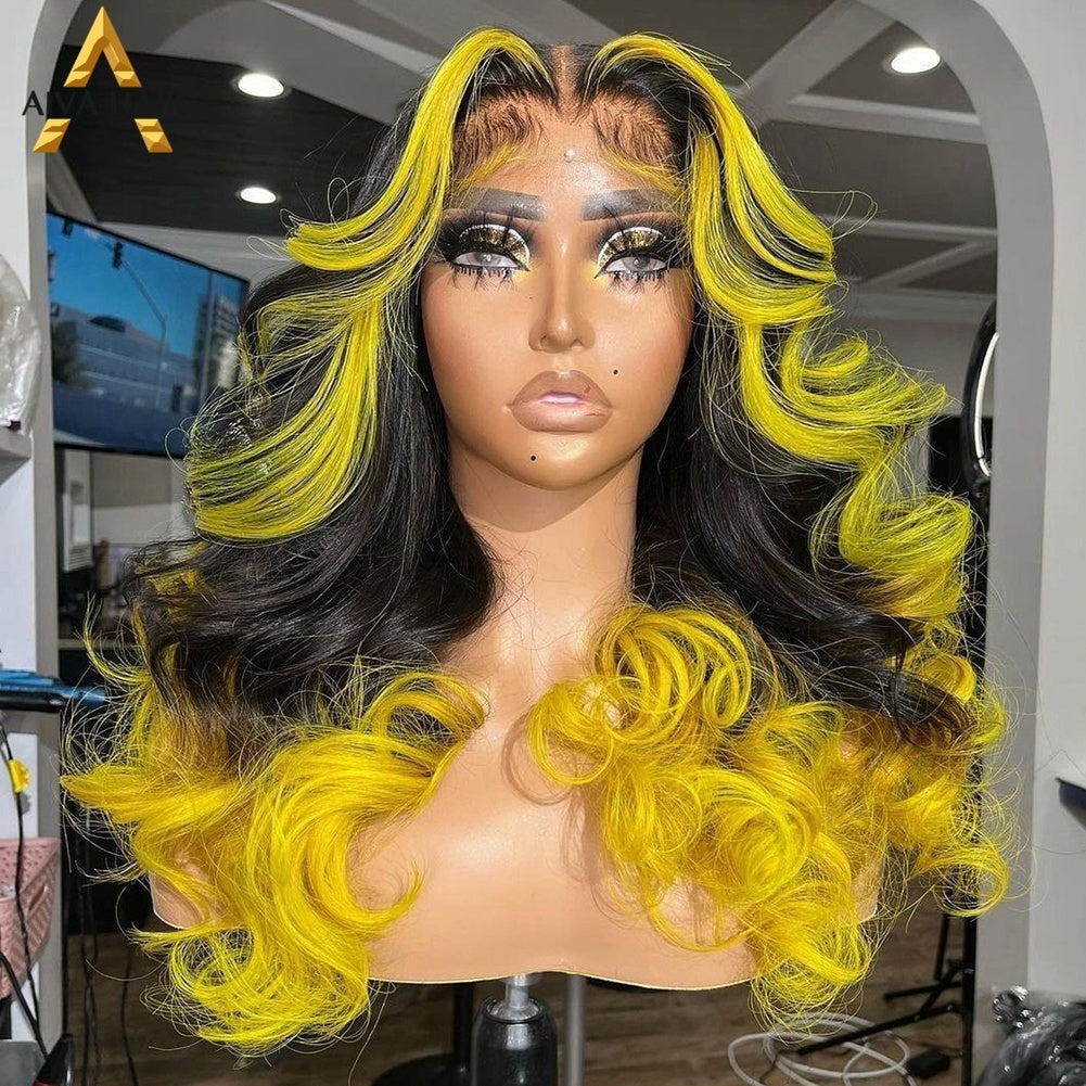 Gradient Orange Yellow Blue And Green Real Hair