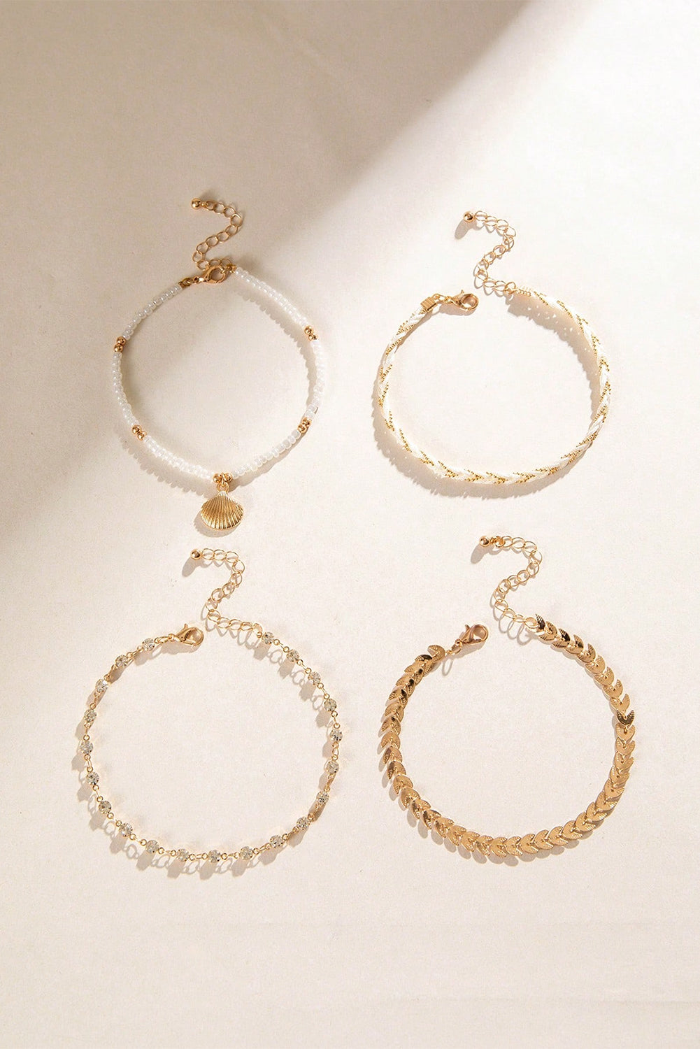 Gold Rhinestone and Pearl Ocean Theme Bracelet Set