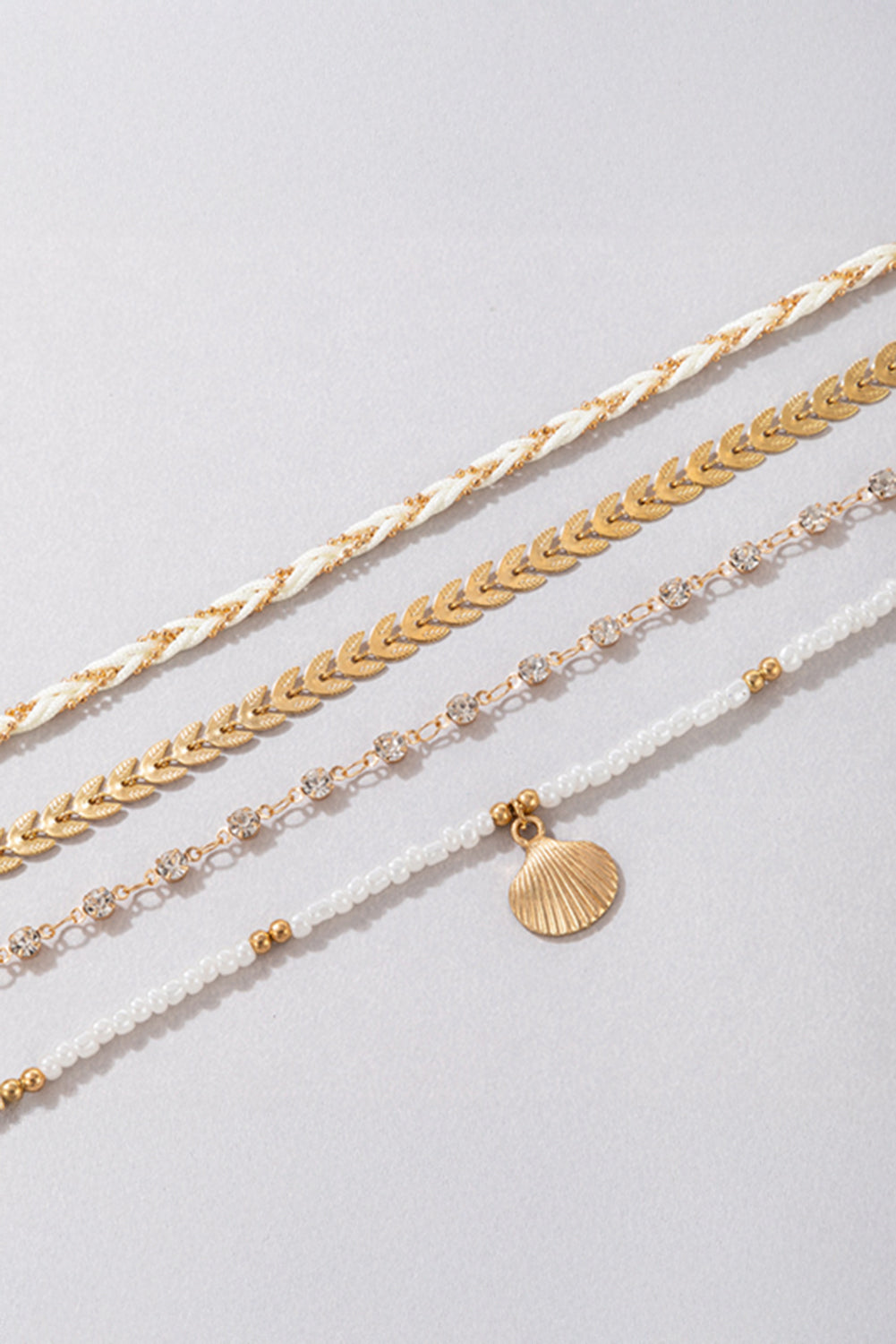 Gold Rhinestone and Pearl Ocean Theme Bracelet Set