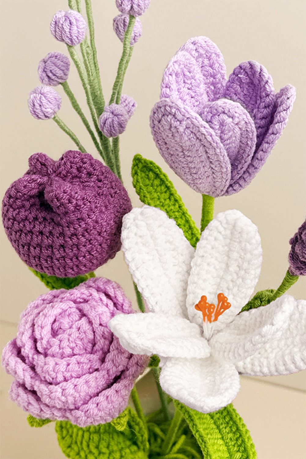 Wisteria 6pcs Different Crochet Flower Home Decor Bouquet