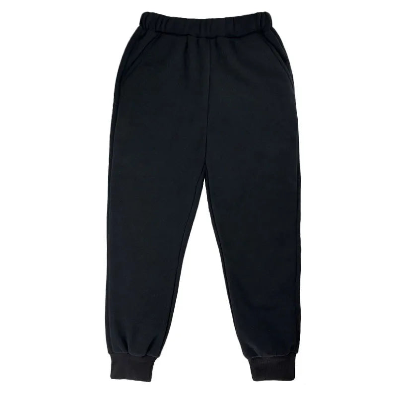 New Pure Color Children's Sports Long Pants Autumn Style Boys' Clothing Casual Trousers Cartoon Pattern Polyester Fabric