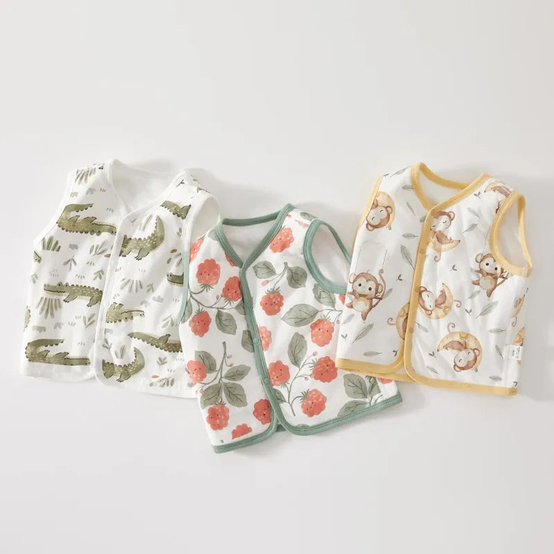 Unisex Cotton Fleece Lined Vest For Babies And Toddlers Spring Autumn Winter Warm Soft New Style Pure Cotton Boys And Girls