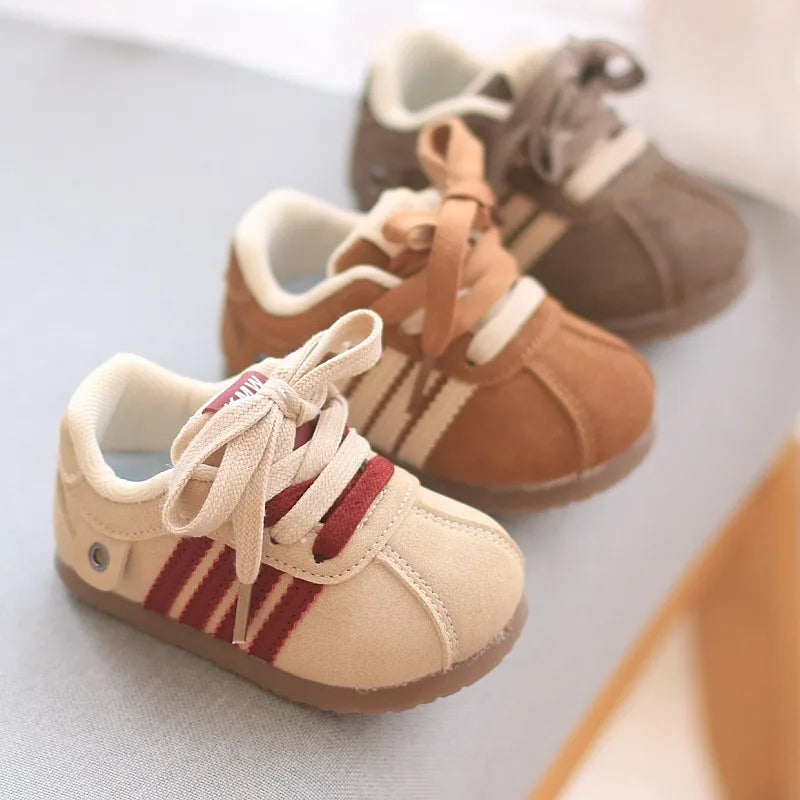Spring Autumn New Style Soft Bottom Casual Shoes For Boys 1-3 Years Old Learning To Walk Shoes Retro Dequn Rubber Outsole