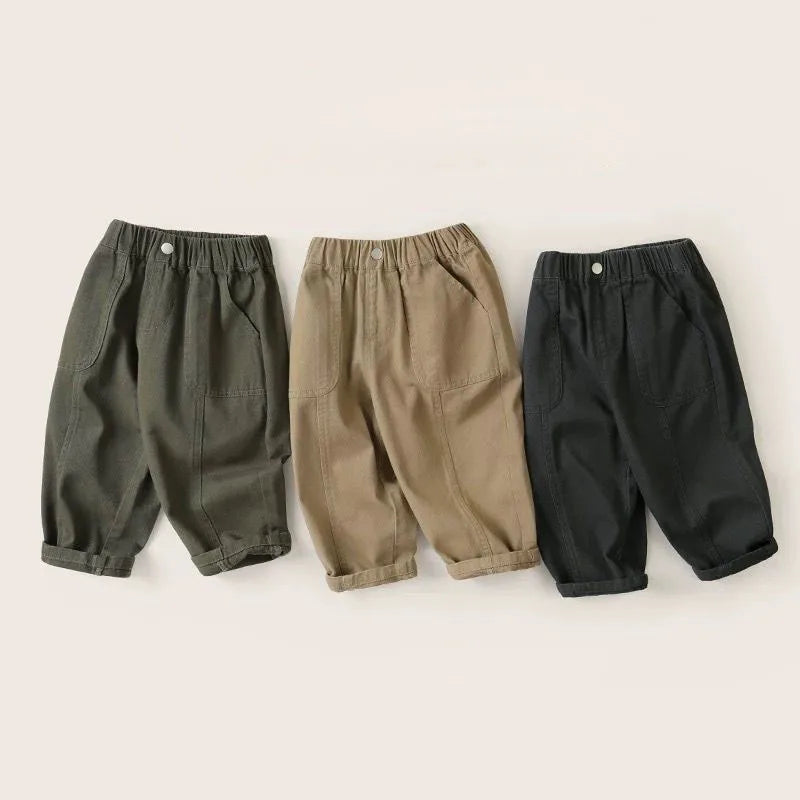 Spring Autumn Boys Workwear Pants Children's Long Trousers Baby Boys Clothing Kids Fashion New Style Cotton Casual Pants