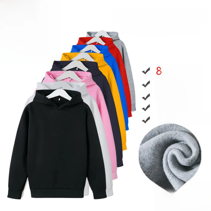New Children's Hooded Sweatshirt Baby Autumn and Winter Clothes Top Babies' Hooded Jacket Children's Solid Color Hoodie Children's Sweater