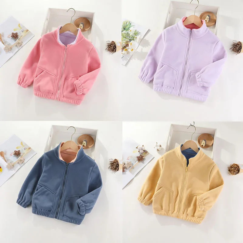 Children's Coat Spring and Autumn Fleece Top for Boys and Girls New Winter Fleece Thickened Sweatshirt