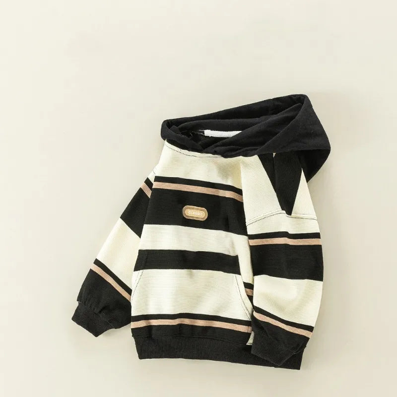 Children's Hoodie Striped Long Sleeve Soft Cotton Spring Season Unisex New Style Kids' Sweatshirt With Cartoon Letter Patterns