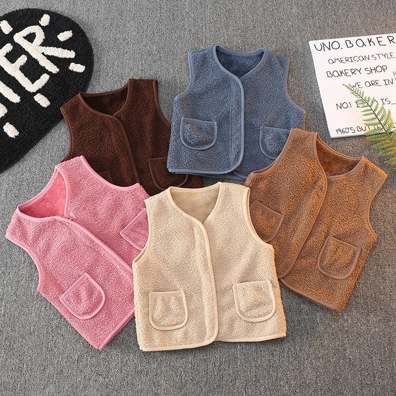 Children's Vest Thermal Vest with Lamb Velvet Inside  New Autumn and Winter Style Girls Boys Spring & Fall Boys Vests