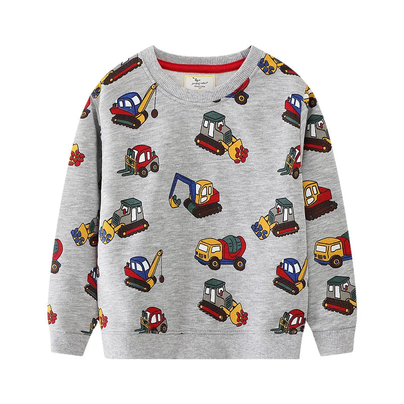 New Autumn Children's Long Sleeve Hoodies Soft Cotton Terry Cartoon Print Boys' Sweatshirts Comfortable European Style Kids' Clothes