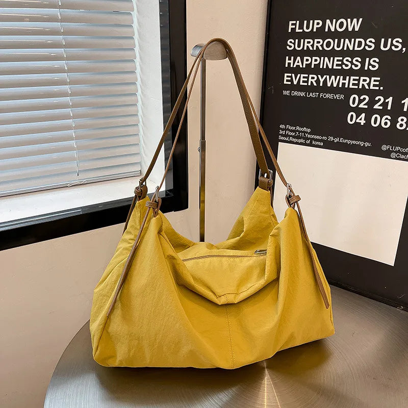 Casual Large Capacity Nylon Tote Bag Women's Lazy Style Commuting Travel Outdoor Single Shoulder Sling Bag Crossbody Bag