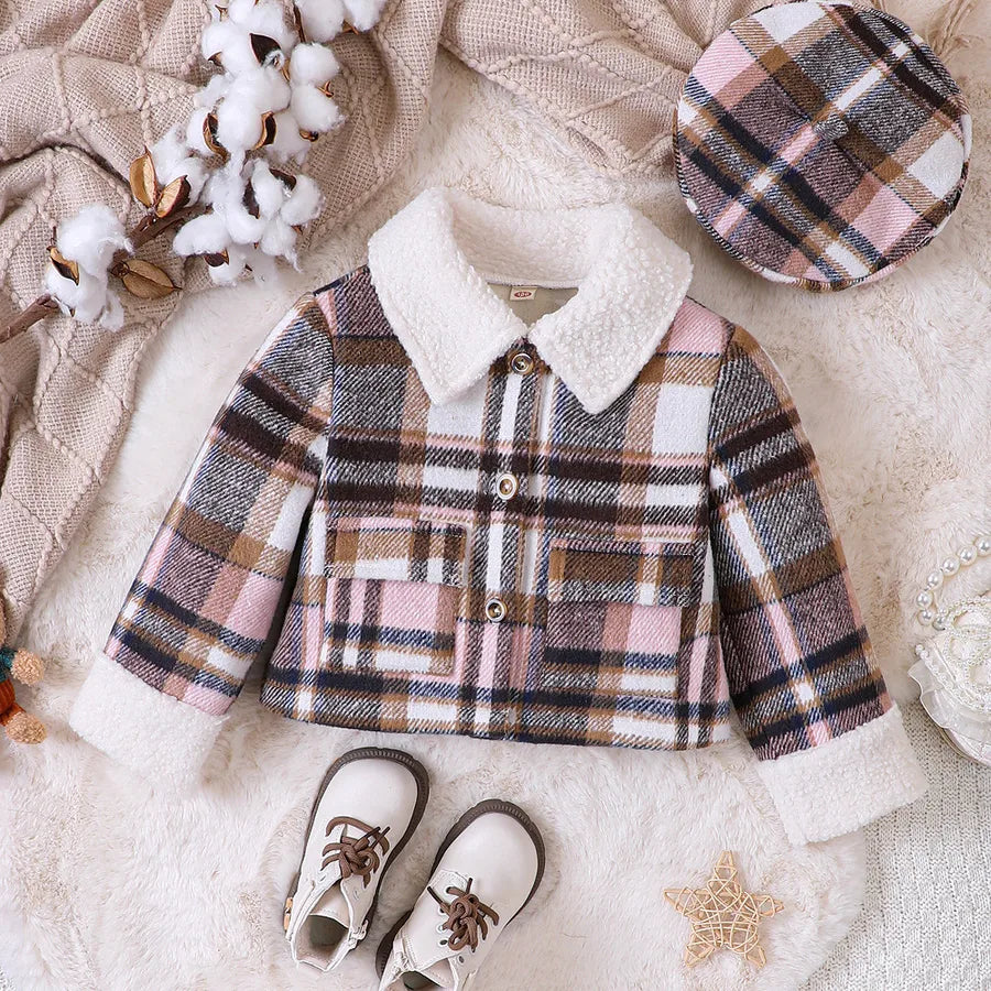 Thickened Plush Short Coat For Girls EW Children's Clothing Autumn Winter New Arrival WT529-C Casual Style Polyester Fabric