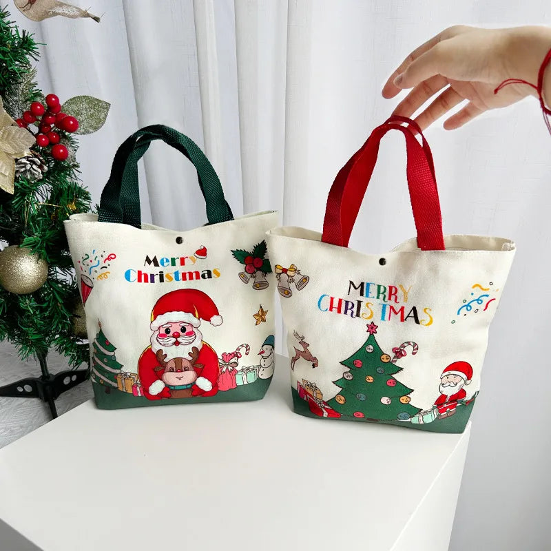 Christmas Gift Bag Cartoon Santa Claus Snowman Handbag Canvas Bag New Arrival Christmas Holiday Decorations Supplies
